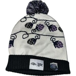 Baltimore Ravens Beanie Pom Knit Winter Hat Miller Lite Beer Football